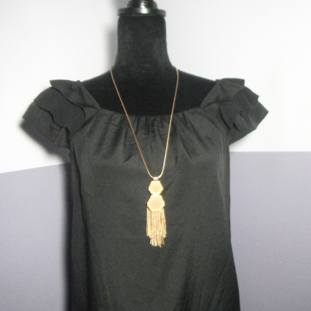 Long Statement Gold Fringe Necklace